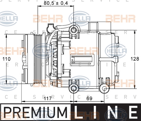 HELLA Kompressor, Klimaanlage 8FK 351 113-411