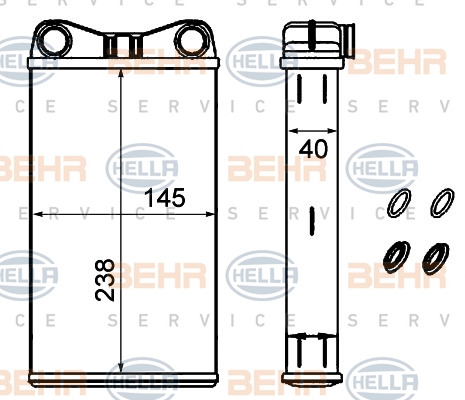 HELLA Wärmetauscher, Innenraumheizung 8FH 351 333-184