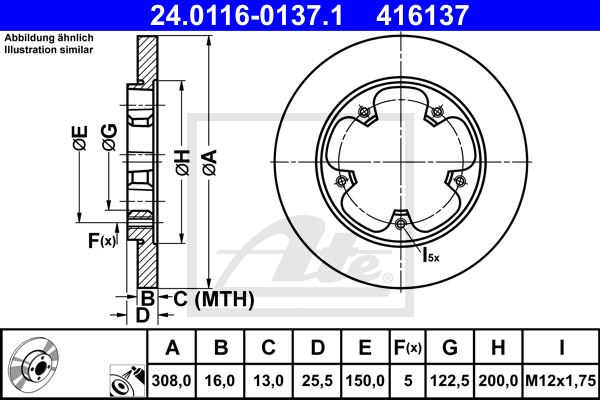 ATE Bremsscheibe 24.0116-0137.1