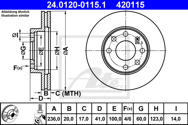ATE Bremsscheibe 24.0120-0115.1