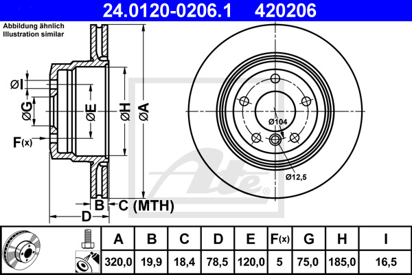 ATE Bremsscheibe 24.0120-0206.1