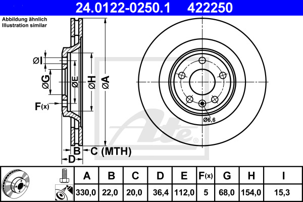 ATE Bremsscheibe 24.0122-0250.1