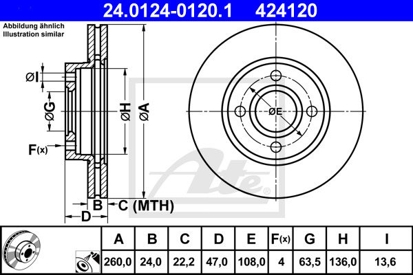 ATE Bremsscheibe 24.0124-0120.1