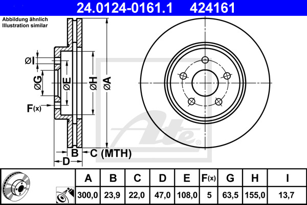 ATE Bremsscheibe 24.0124-0161.1