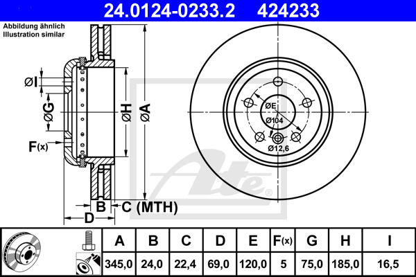 ATE Bremsscheibe 24.0124-0233.2