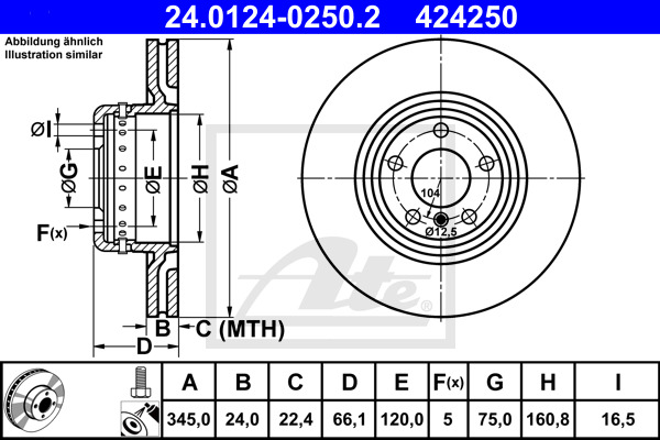 ATE Bremsscheibe 24.0124-0250.2