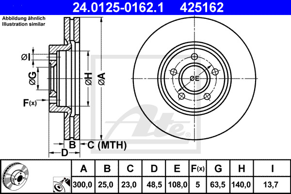 ATE Bremsscheibe 24.0125-0162.1