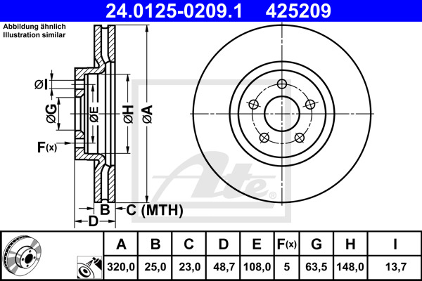 ATE Bremsscheibe 24.0125-0209.1