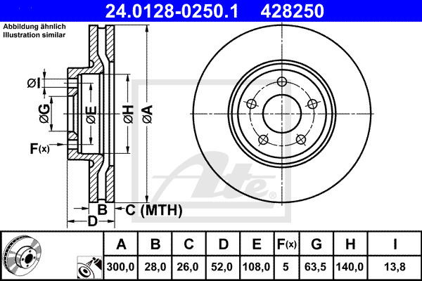 ATE Bremsscheibe 24.0128-0250.1