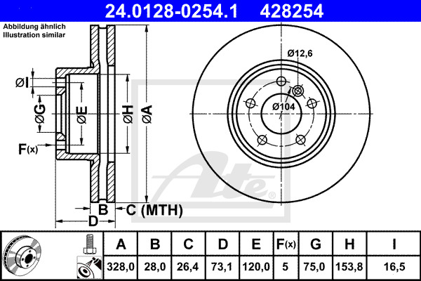 ATE Bremsscheibe 24.0128-0254.1