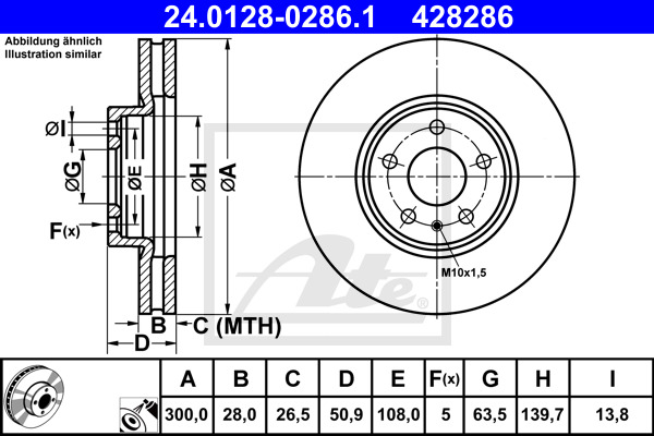 ATE Bremsscheibe 24.0128-0286.1