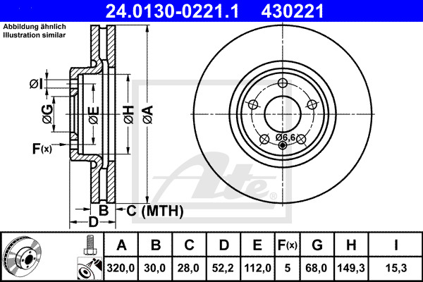 ATE Bremsscheibe 24.0130-0221.1