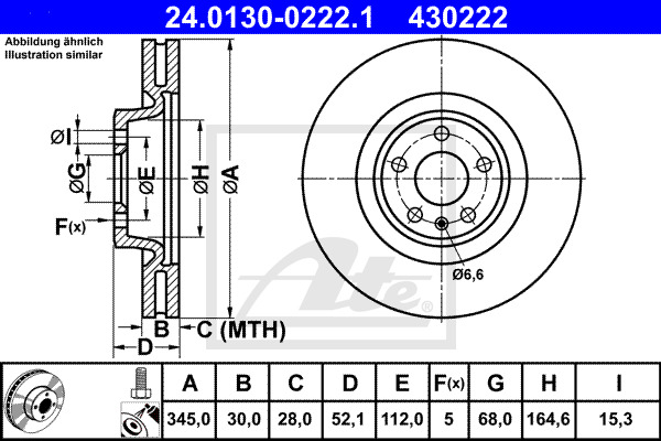ATE Bremsscheibe 24.0130-0222.1