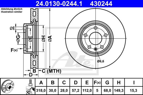 ATE Bremsscheibe 24.0130-0244.1