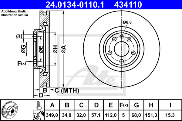 ATE Bremsscheibe 24.0134-0110.1