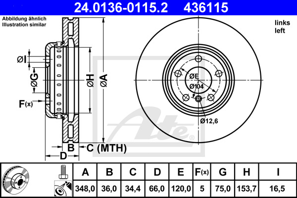 ATE Bremsscheibe 24.0136-0115.2