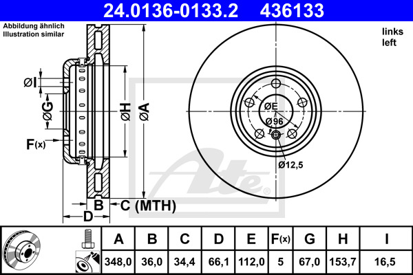 ATE Bremsscheibe 24.0136-0133.2