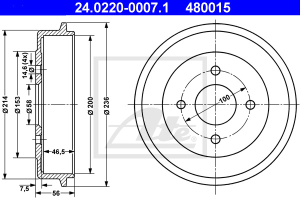 ATE Bremstrommel 24.0220-0007.1