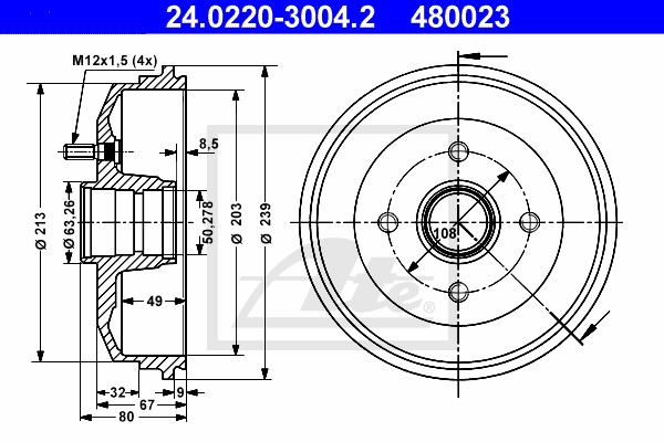 ATE Bremstrommel 24.0220-3004.2