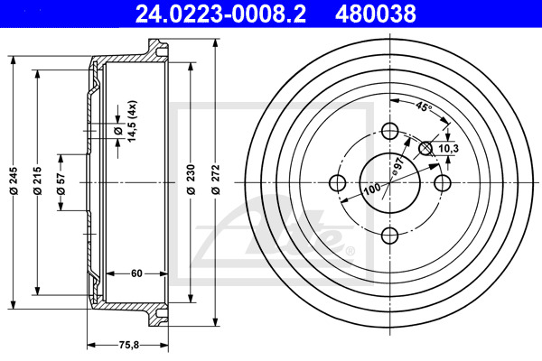 ATE Bremstrommel 24.0223-0008.2