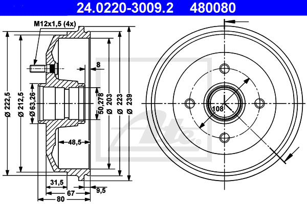 ATE Bremstrommel 24.0220-3009.2
