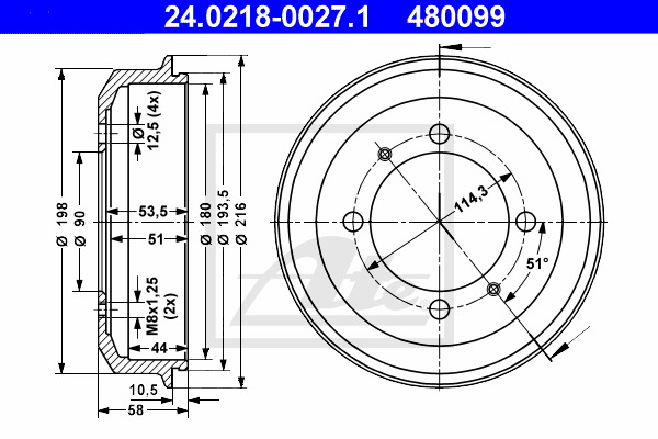 ATE Bremstrommel 24.0218-0027.1