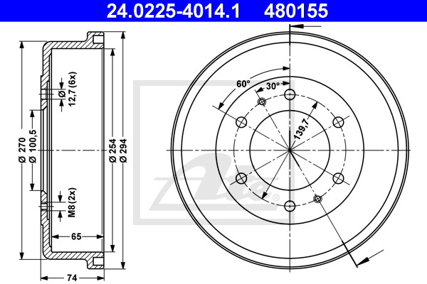 ATE Bremstrommel 24.0225-4014.1