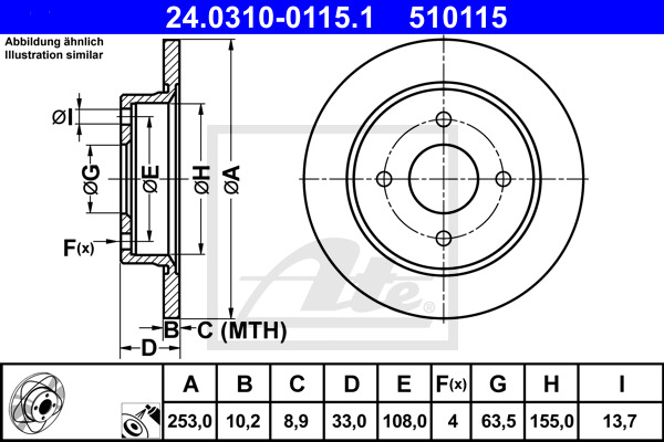 ATE Bremsscheibe 24.0310-0115.1