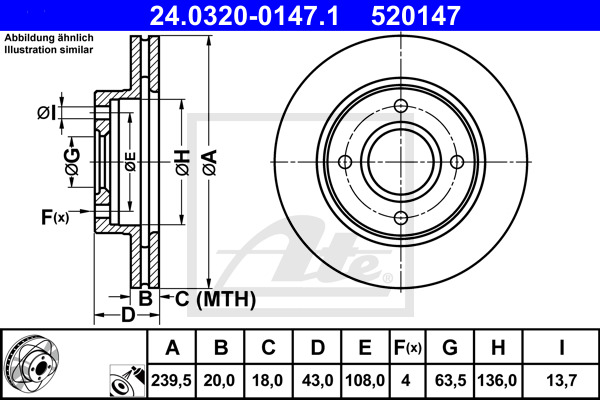 ATE Bremsscheibe 24.0320-0147.1