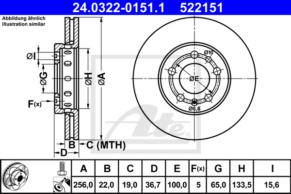 ATE Bremsscheibe 24.0322-0151.1