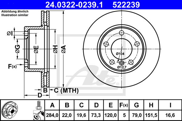 ATE Bremsscheibe 24.0322-0239.1