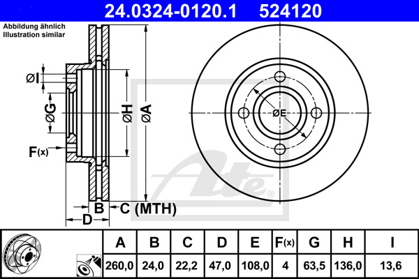 ATE Bremsscheibe 24.0324-0120.1