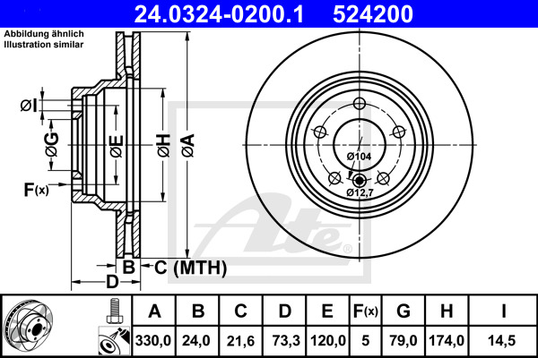 ATE Bremsscheibe 24.0324-0200.1
