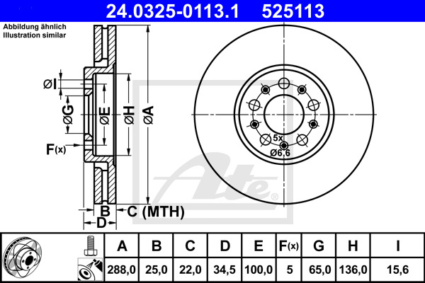 ATE Bremsscheibe 24.0325-0113.1