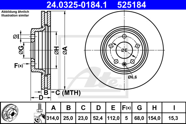 ATE Bremsscheibe 24.0325-0184.1