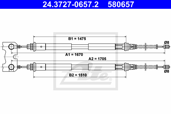 ATE Seilzug, Feststellbremse 24.3727-0657.2