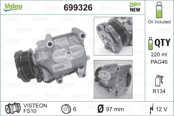 VALEO Kompressor, Klimaanlage 699326