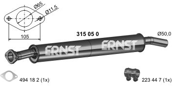 ERNST Mittelschalldämpfer 315050