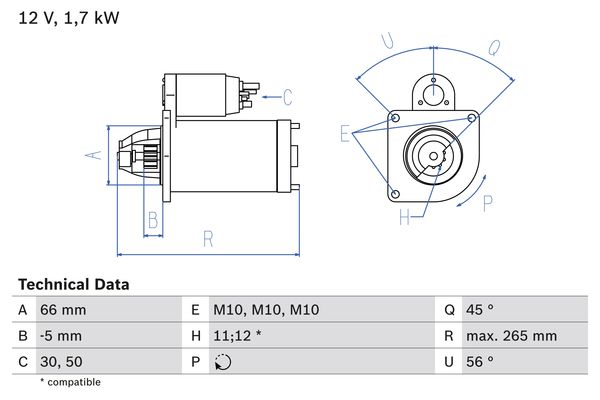 BOSCH Starter 0 986 013 240