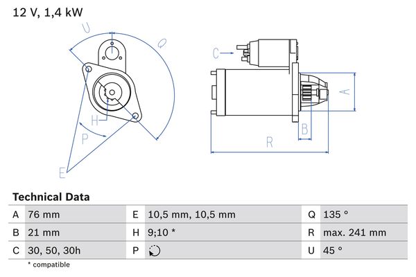 BOSCH Starter 0 986 014 840