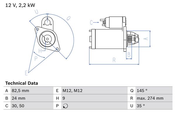 BOSCH Starter 0 986 018 250