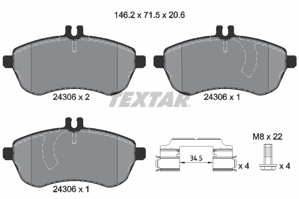 TEXTAR Bremsbelagsatz, Scheibenbremse 2430681