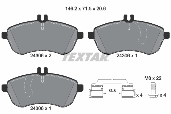 TEXTAR Bremsbelagsatz, Scheibenbremse 2430601