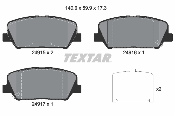 TEXTAR Bremsbelagsatz, Scheibenbremse 2491501