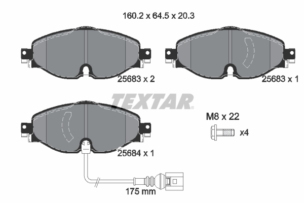 TEXTAR Bremsbelagsatz, Scheibenbremse 2568301