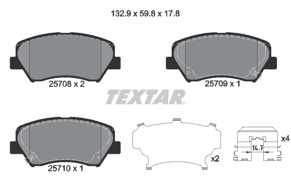TEXTAR Bremsbelagsatz, Scheibenbremse 2570801