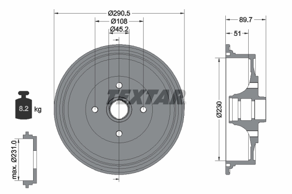 TEXTAR Bremstrommel 94009200