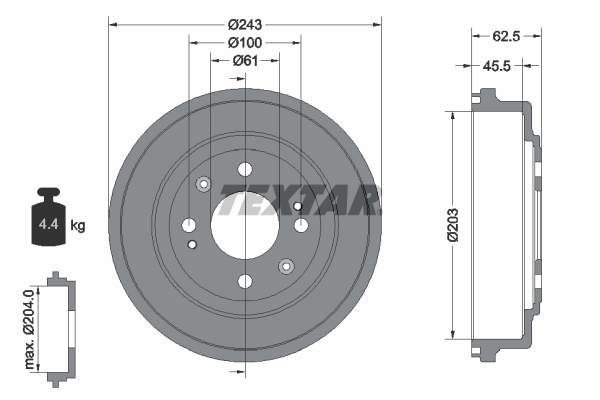 TEXTAR Bremstrommel 94017600