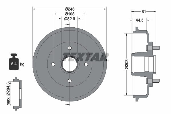 TEXTAR Bremstrommel 94022500