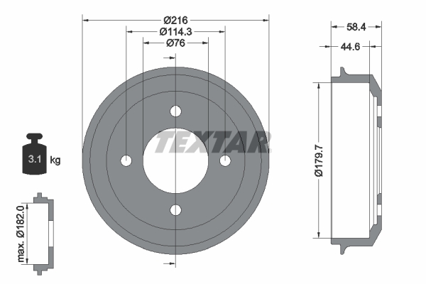 TEXTAR Bremstrommel 94030300